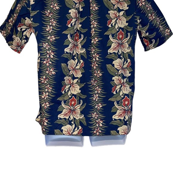 Vintage Retro Cooke Street Hawaiian Shirt Mens M Plumeria Aloha Vacation Blue - Picture 8 of 10